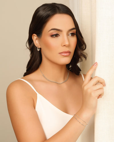 Brinco Argola Click Bolinhas Vazadas 1,9 cm Ródio Branco