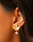 Brinco Orgânico Ponto de Luz Cristal  2.5 cm Banhado a Ouro 18K