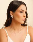 Brinco Orgânico Ponto de Luz Cristal  2.5 cm Ródio Branco