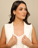 Brinco Bola Lisa Palito Cravejado Cristal Banhado a Ouro 18K