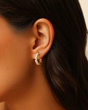 Brinco Argola Baguetes Cristal 1.6 cm Banhado a Ouro 18K