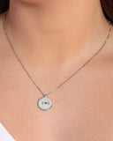 Gargantilha com Pingente Redondo Personalizado Ródio Branco