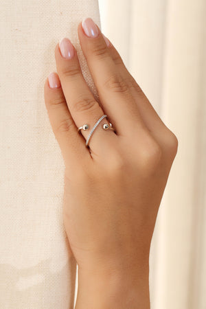 Anel X Bola Lisa Cravejado Cristal Tamanho 15 Ródio Branco