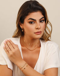 Anel X Bola Lisa Cravejado Cristal Tamanho 22 Banhado a Ouro 18K