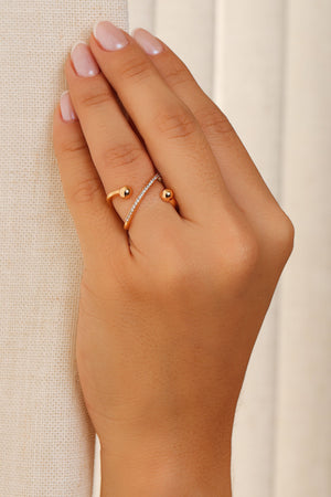 Anel X Bola Lisa Cravejado Cristal Tamanho 22 Banhado a Ouro 18K