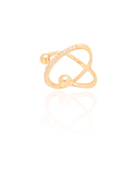 Anel X Bola Lisa Cravejado Cristal Tamanho 22 Banhado a Ouro 18K