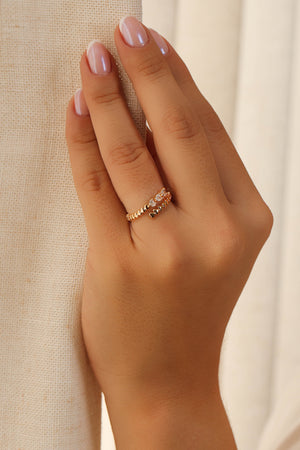 Anel Ajustável Corações Cristal Tamanho P Banhado a Ouro 18K