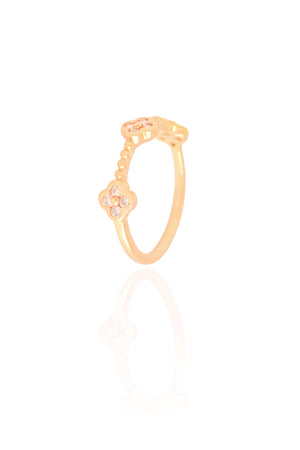 Anel Trevo Cristal Tamanho 12 Banhado a Ouro 18K
