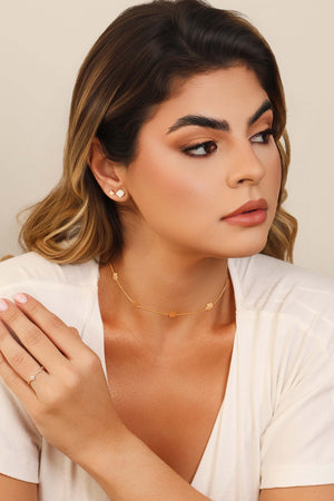 Anel Trevo Cristal Tamanho 15 Banhado a Ouro 18K