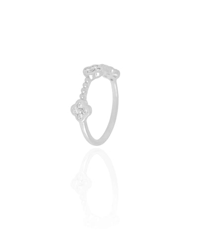 Anel Trevo Cristal Tamanho 24 Ródio Branco