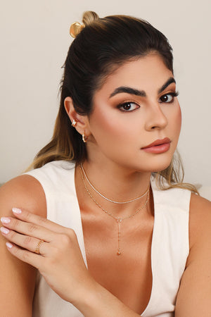 Anel Ajustável Elos Bolinhas Tamanho M Banhado a Ouro 18K