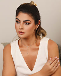 Anel Ajustável Elos Bolinhas Tamanho M Ródio Branco