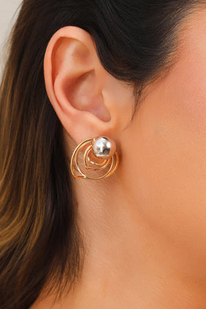 Brinco Espiral Orgânico Mix de Banhos 2.6 cm Banhado a Ouro 18K
