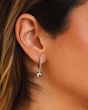 Brinco Argola Click Bola Lisa Cravejado Cristal 2.7 cm Ródio Branco