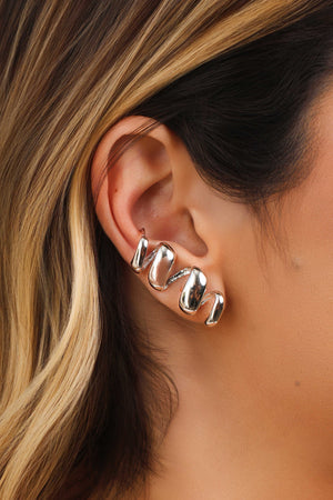 Ear Cuff Mola Lisa 3.0 cm Ródio Branco