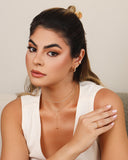 Brinco Argola Click Bolinhas Lisas e Cravejadas Cristal 1.8 cm Banhado a Ouro 18K