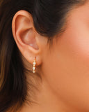 Brinco Argola Click Bolinhas Lisas e Cravejadas Cristal 1.8 cm Banhado a Ouro 18K