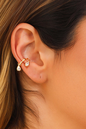Piercing Orgânico Gotas Cristal Banhado a Ouro 18K
