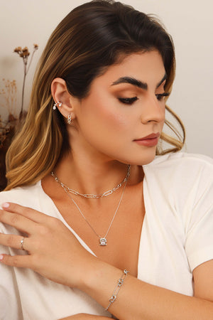 Piercing Orgânico Gotas Cristal Ródio Branco