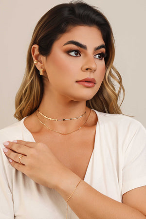 Pulseira Plaquinhas Achatadas 1.5 mm Banhado a Ouro 18K