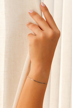 Pulseira Plaquinhas Achatadas 1.5 mm Ródio Branco