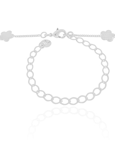 Choker Flores Texturizadas 8 mm Ródio Branco - 31 cm