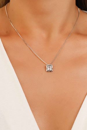 Gargantilha Veneziana Retângulo Orgânico Cristal Ródio Branco - 45 cm