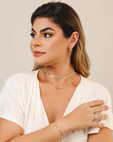 Choker Fita Corações Lisos Ródio Branco