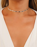 Choker Fita Corações Lisos Ródio Branco