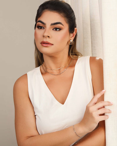 Colar Elos Lisos 3 mm Ródio Branco - 45 cm