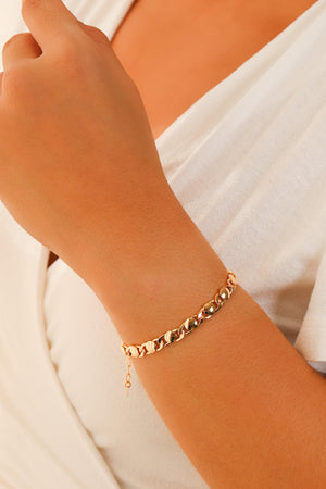 Pulseira Grumet Redondos Lisos Banhado a Ouro 18K