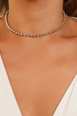 Choker Bolas Lisas 4 mm Ródio Branco