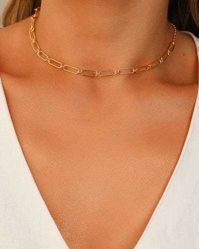 Colar Elos Ovais 5 mm Banhado a Ouro 18K - 45 cm