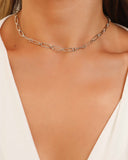 Gargantilha Elos Ovais 5 mm Ródio Branco - 45 cm