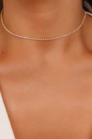 Choker Riviera Cristal 2 mm Banhado a Ouro 18K