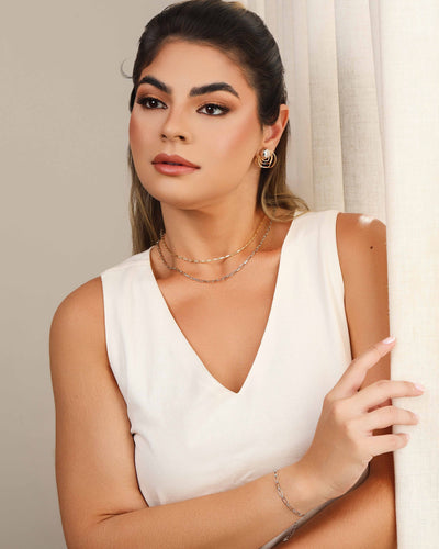 Choker Elos Grampo 2 mm Banhado a Ouro 18K - 33 cm