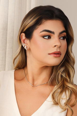 Choker Elos Grampo Ródio Branco