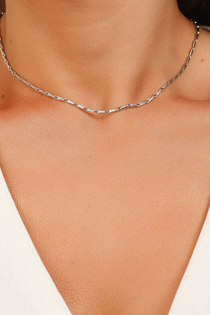 Choker Elos Grampo Ródio Branco