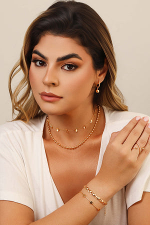 Choker Elos Plaquinhas Lisas 3 mm Banhado a Ouro 18K