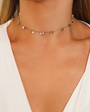 Choker Elos Plaquinhas Lisas 3 mm Ródio Branco