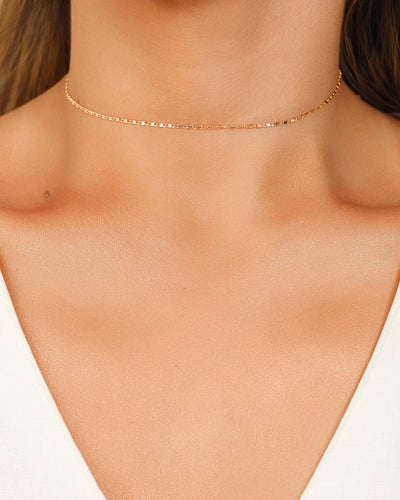 Choker Piastrine 1 mm Banhado a Ouro 18K - 31 cm