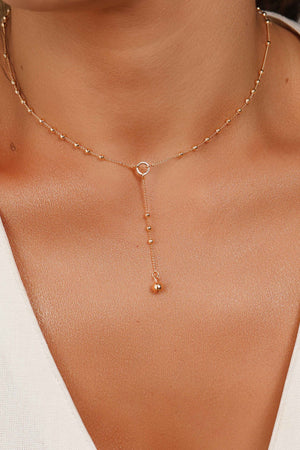 Gargantilha Gravata Bolinhas Banhado a Ouro 18K - 40 cm