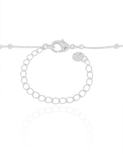 Colar Gravata Bolinhas Ródio Branco - 40 cm
