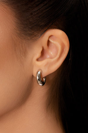 Brinco Argola Tubo Lisa Abs 1.8 cm Ródio Branco