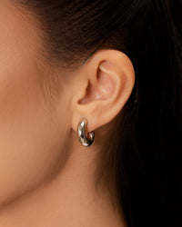 Brinco Argola Tubo Lisa Abs 1.8 cm Ródio Branco