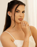 Anel Ajustável Flor Ponto de Luz Cristal Tamanho M Ródio Branco