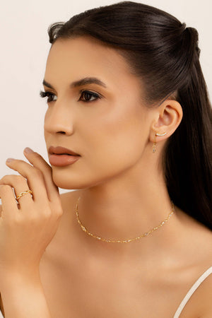 Anel Entrelaçado Cravejado Cristal Tamanho 16 Banhado a Ouro 18K