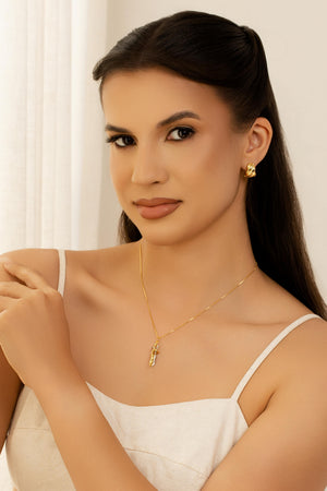 Brinco Argola Click Detalhada Lisa 1.5 cm Banhado a Ouro 18K