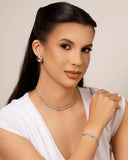 Brinco Oval Abaulado Liso 2.2 cm Ródio Branco