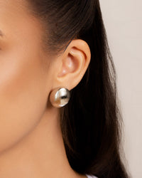 Brinco Oval Abaulado Liso 2.2 cm Ródio Branco